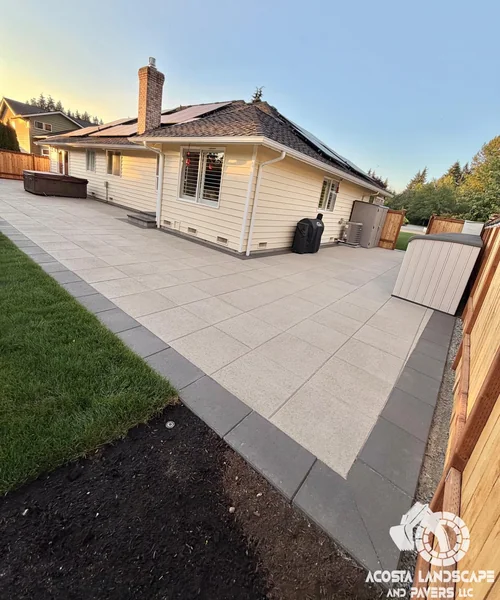 Contemporary Patio, Retaining Wall & Sod Renovation in Snohomish 